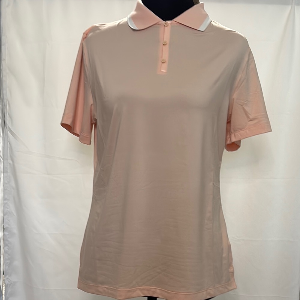 Nike Golf Peach FittedPolo Shirt Short Sleeve Dri Fit UPF +40 Slim Fit